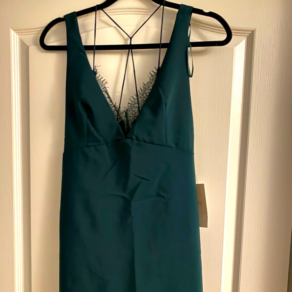 Zara forest green dress with lace brand new
